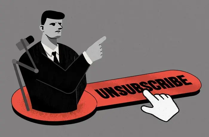 An illustrated graphic of unsubscribing from a manosphere influencer